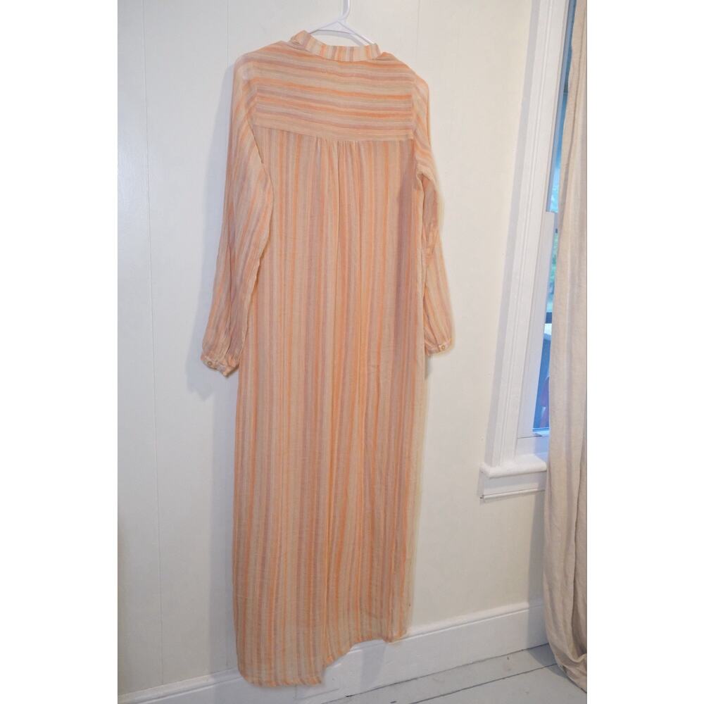 Christy Dawn Riley Maxi Coverup Dress In Salmon Stripe XS Bohemian Beach Gauze - Picture 10 of 16